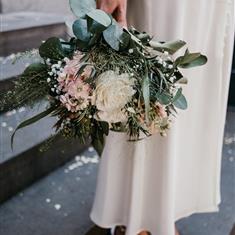 Wild Peach and White Bridal Bouquet 