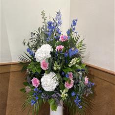 Blue, White and Pink Pedestal Arrangement 