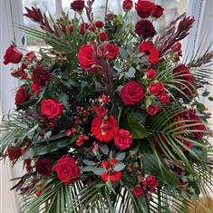 Mixed Red Flower Pedestal 