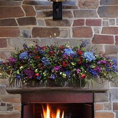 Blue red and Purple Fireplace Arrangement 