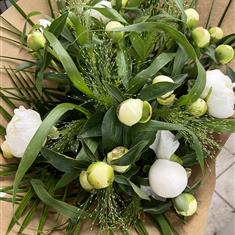 24 White Peony and foliage 