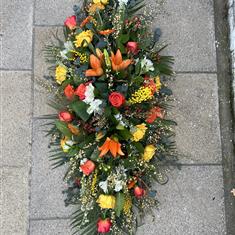 Bright Orange and Yellow Coffin Spray 