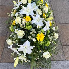 Luxury Green, Yellow &amp; White Coffin Spray