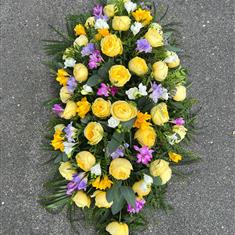 Luxury Yellow Rose &amp; Freesia Mix Coffin Spray