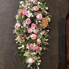 Mixed Pink &amp; White Coffin Spray