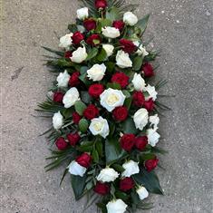 Red and White Rose Coffin Spray 