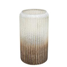 Verre Frosted Golden Ribbed Glass Vase