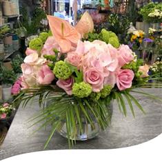 Vase - Pink Globe Arrangement