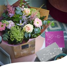 Mother's Day Gift Set - Pastel Hand-Tied, Chocs &amp; Card