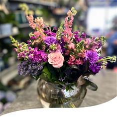 Purple And Cerise Globe Vase Arrangement