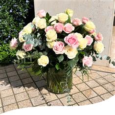 Pink and White Rose Harmony Vase Arrangement