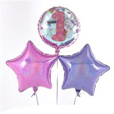 Balloon Bouquet - 1st Birthday Pink &amp; Lilac Starlight 