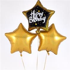 Birthday Balloon Bouquet - Golden Starshine