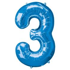 Large Blue 3 Balloon