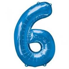 Large Blue 6 Balloon