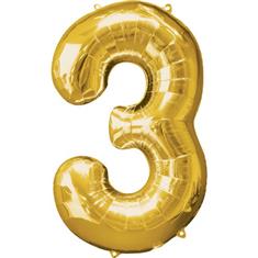 Large Gold 3 Balloon