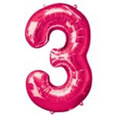 Large Pink 3 Balloon