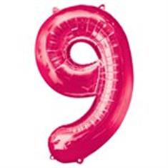 Large Pink 9 Balloon