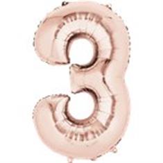 Large Rose Gold 3 Balloon