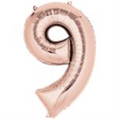 Large Rose Gold 9 Balloon