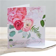 Happy Birthday Card - Watercolour Flowers